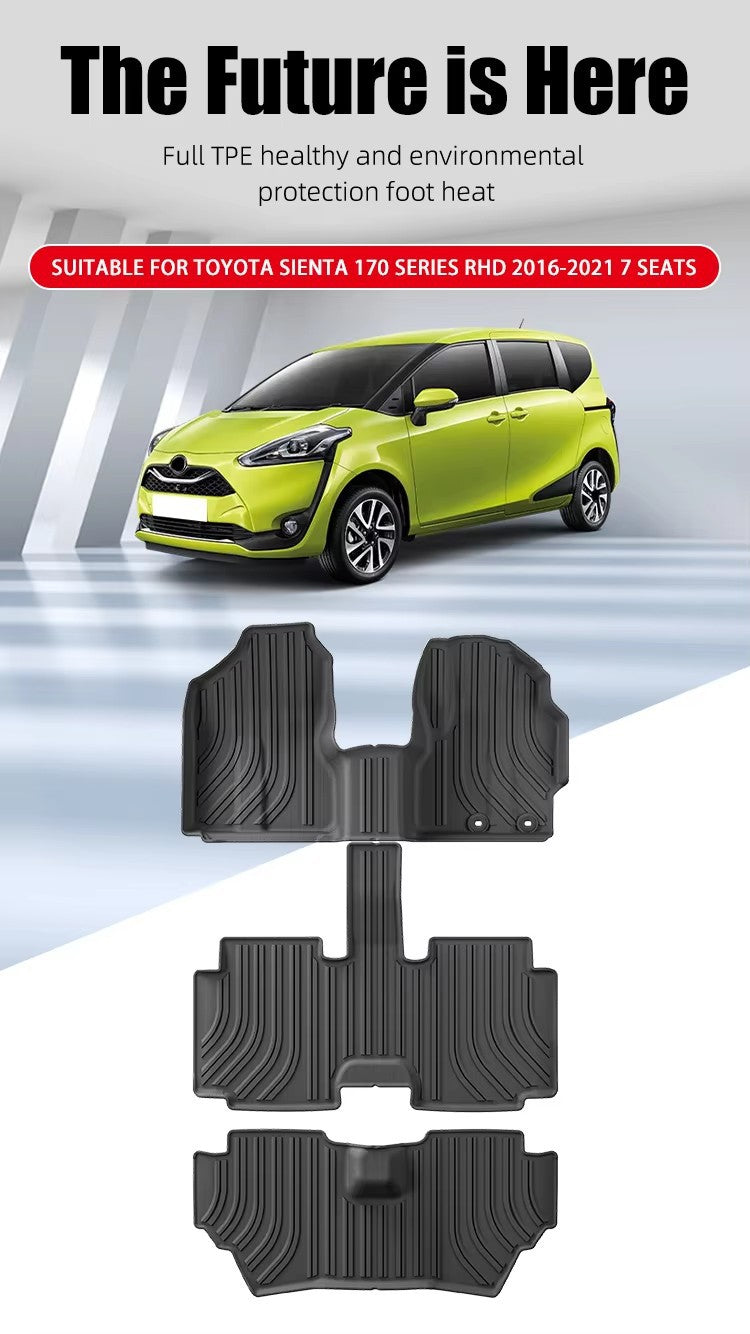 For 2016-2021 Toyota Sienta 170 Series RHD TPE Car Floor Mat/Trunk Mat