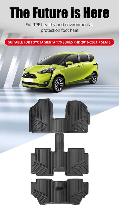 For 2016-2021 Toyota Sienta 170 Series RHD TPE Car Floor Mat/Trunk Mat