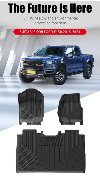 For 2015-2024 Ford F150 LHD 3D TPE Car Floor Mat/Rear Bucket Mat