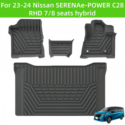For 2023-2024 Nissan SERENA e-POWER C28 RHD TPE Car Floor Mat/Trunk Mat