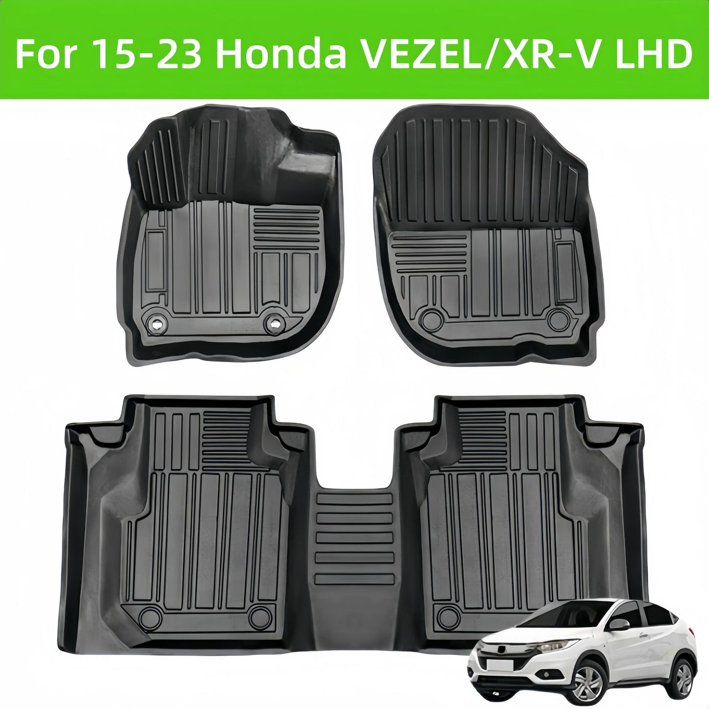 For 2015-2023 Honda VEZEL/XR-V LHD 3D TPE Car Floor Mat/Rear Trunk Mat