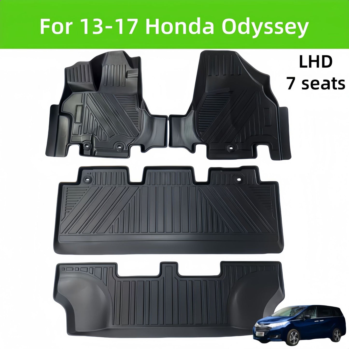 For 2013- 2017 Honda Odyssey Carpet TPE Car Floor Mat/Rear Trunk Mat