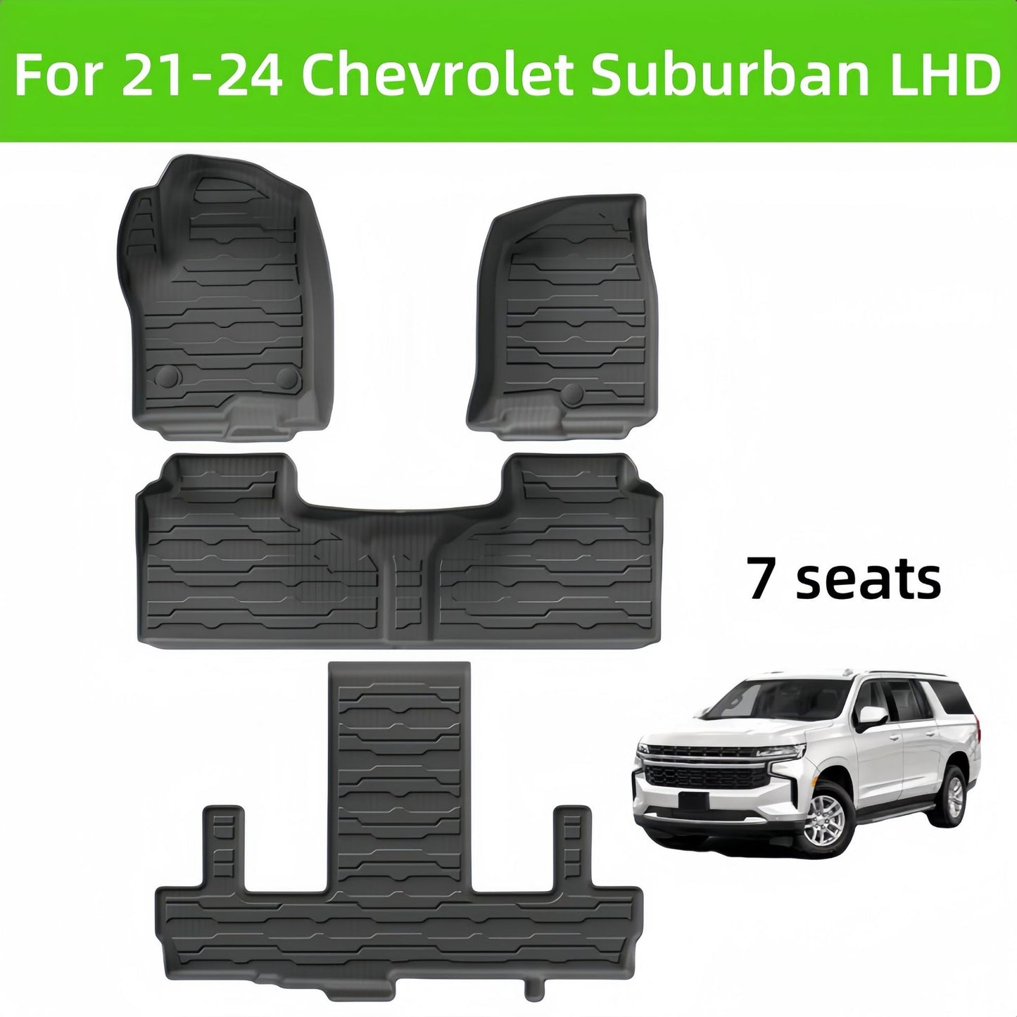 Chevrolet Suburban 2021-2024 TPE Car Floor Mat/Rear Trunk Mat