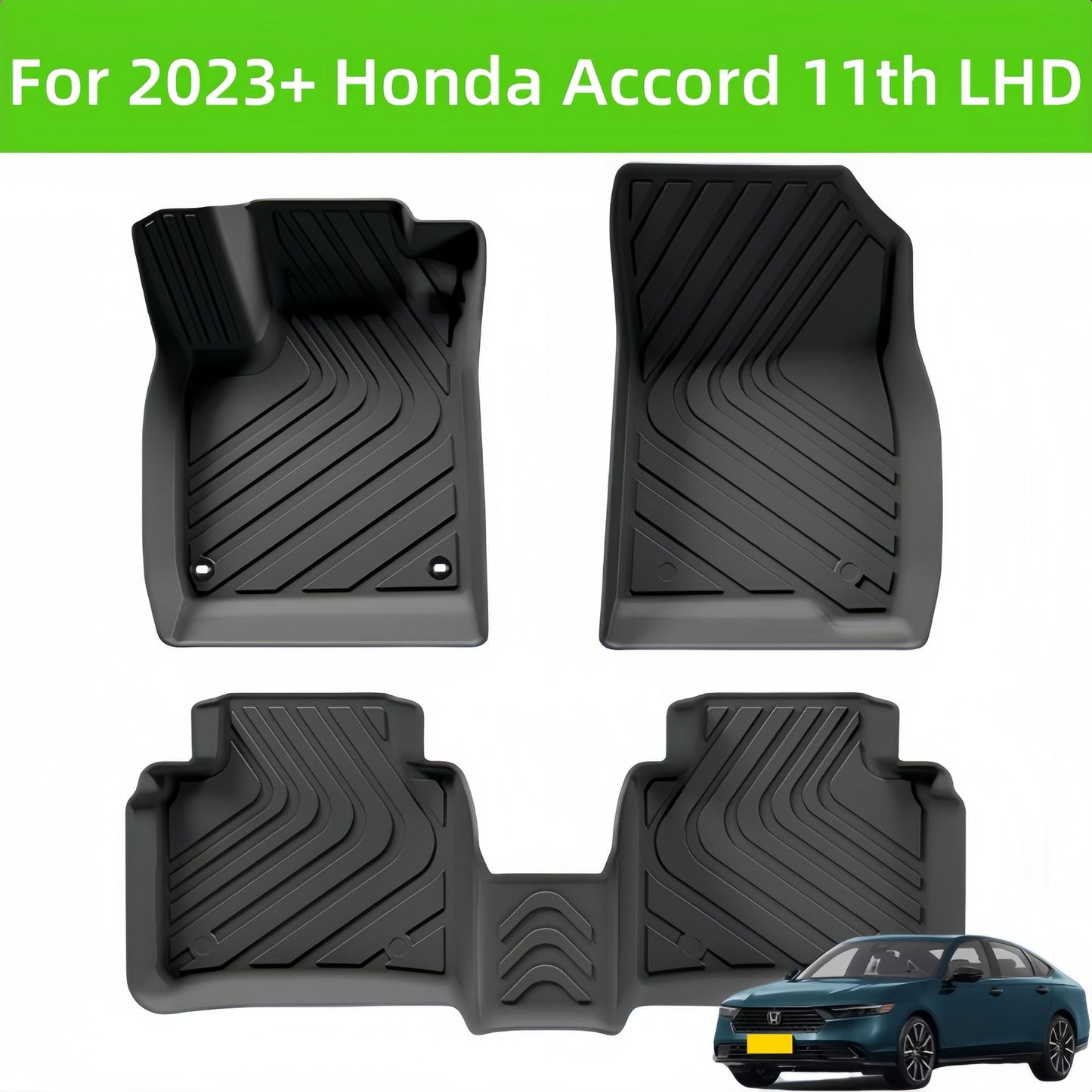For 2023 Honda Accord 11th LHD 3D TPE Car Floor Mat/Rear Trunk Mat