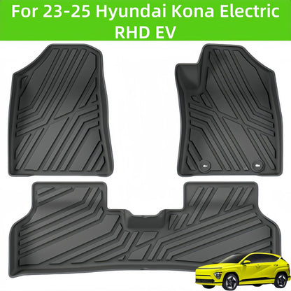 For 2023- 2025 Hyundai Kona Electric EV RHD TPE Car Floor Mat/RearTrunk Mat