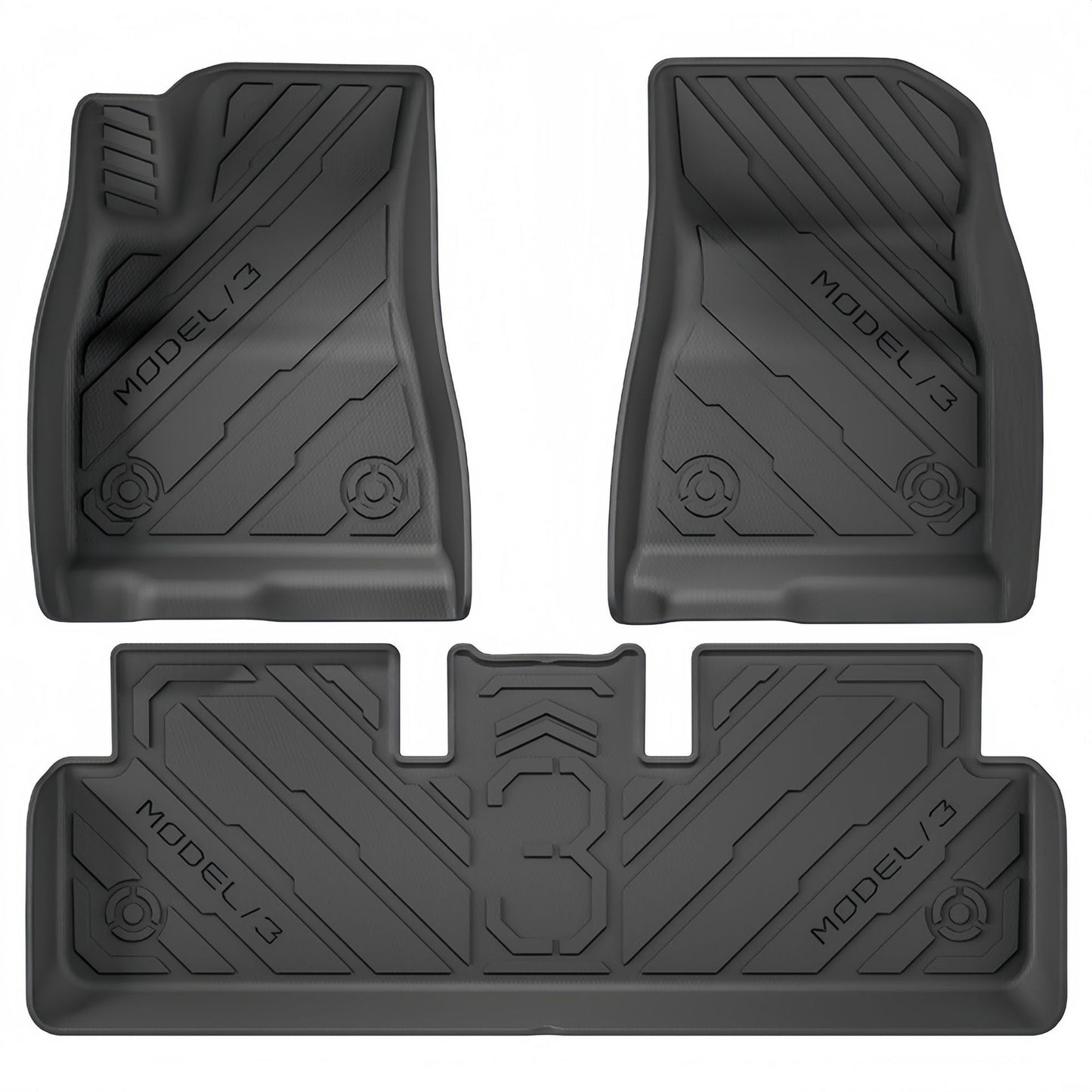 For 2024 Tesla MODEL 3 Cyberpunk Style TPE Car Floor Mat/Trunk Mat