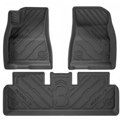 For 2024 Tesla MODEL 3 Cyberpunk Style TPE Car Floor Mat/Trunk Mat