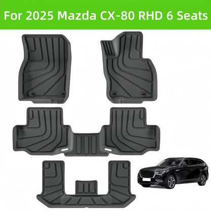Mazda CX-80 2025 RHD 3D TPE Car Floor Mat/Rear Trunk Mat