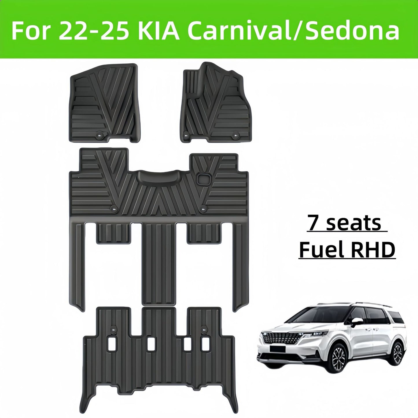 For 2022- 2025 KIA Carnival/Sedona RHD TPE Car Floor Mat/Rear Trunk Mat