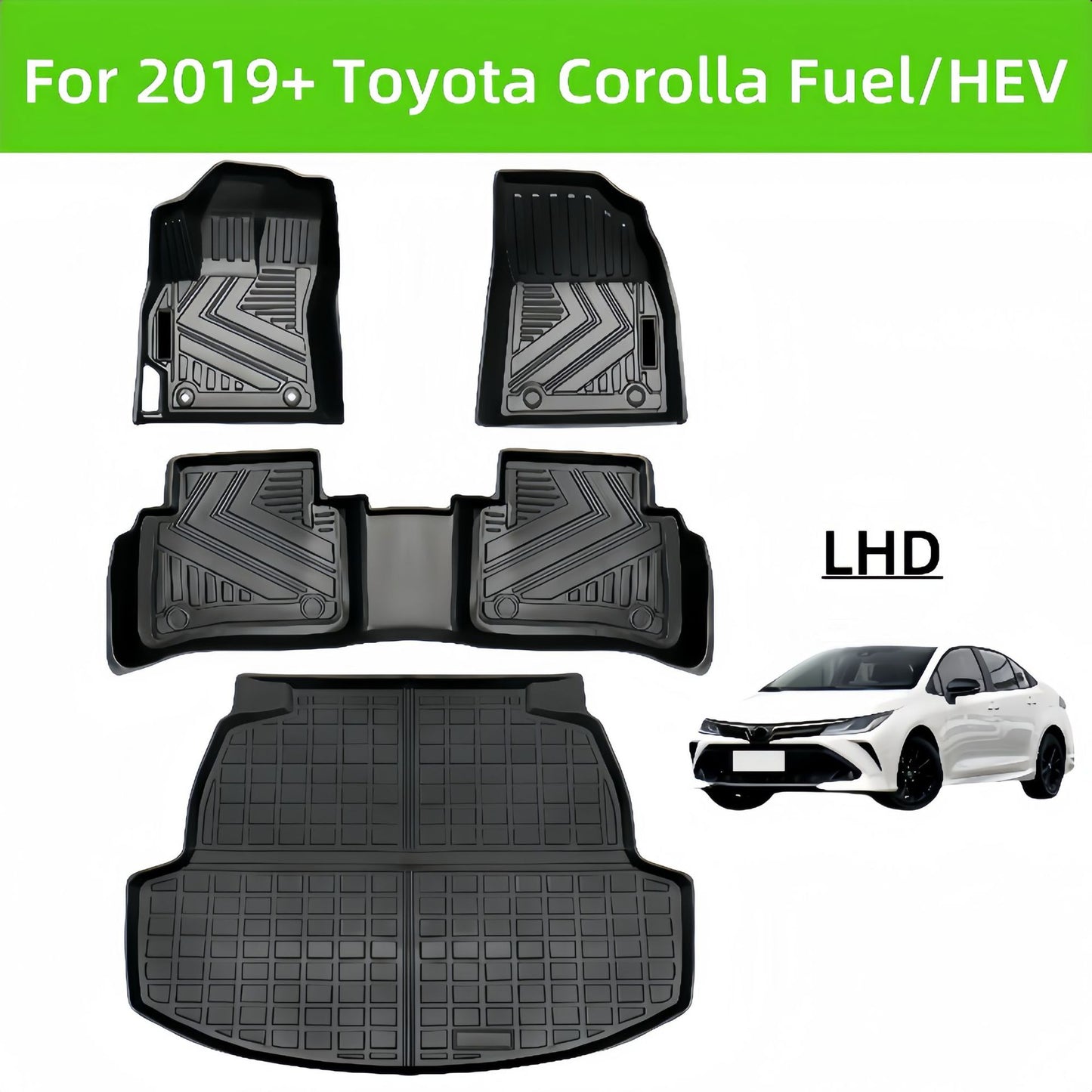 For 2019 Toyota Corolla LHD TPE Car Floor Mat/Rear Trunk Mat