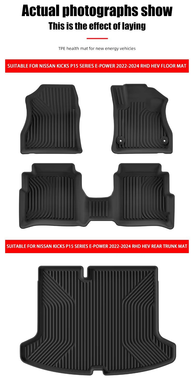 For 2022-2024 Nissan Kicks P15 Series E-Power HEV RHD TPE Car Floor Mat