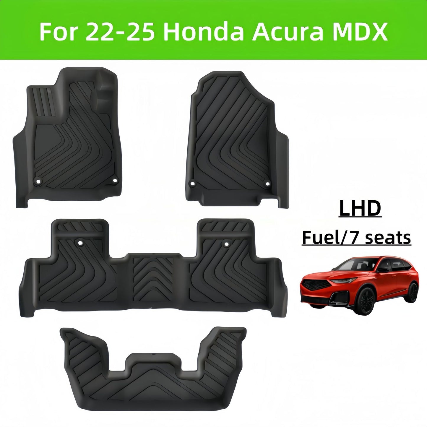 Acura MDX Fuel LHD 2022-2025 TPE Car Floor Mat/Rear Trunk Mat