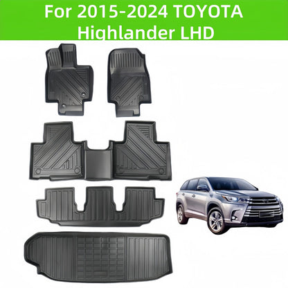 Toyota Highlander LHD 2015-2024 TPE Car Floor Mat/Rear Trunk Mat