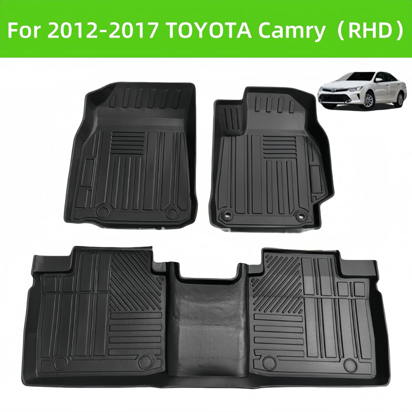 For 2012-2017 Toyota Camry RHD TPE Car Floor Mats Anti-sli Carpets