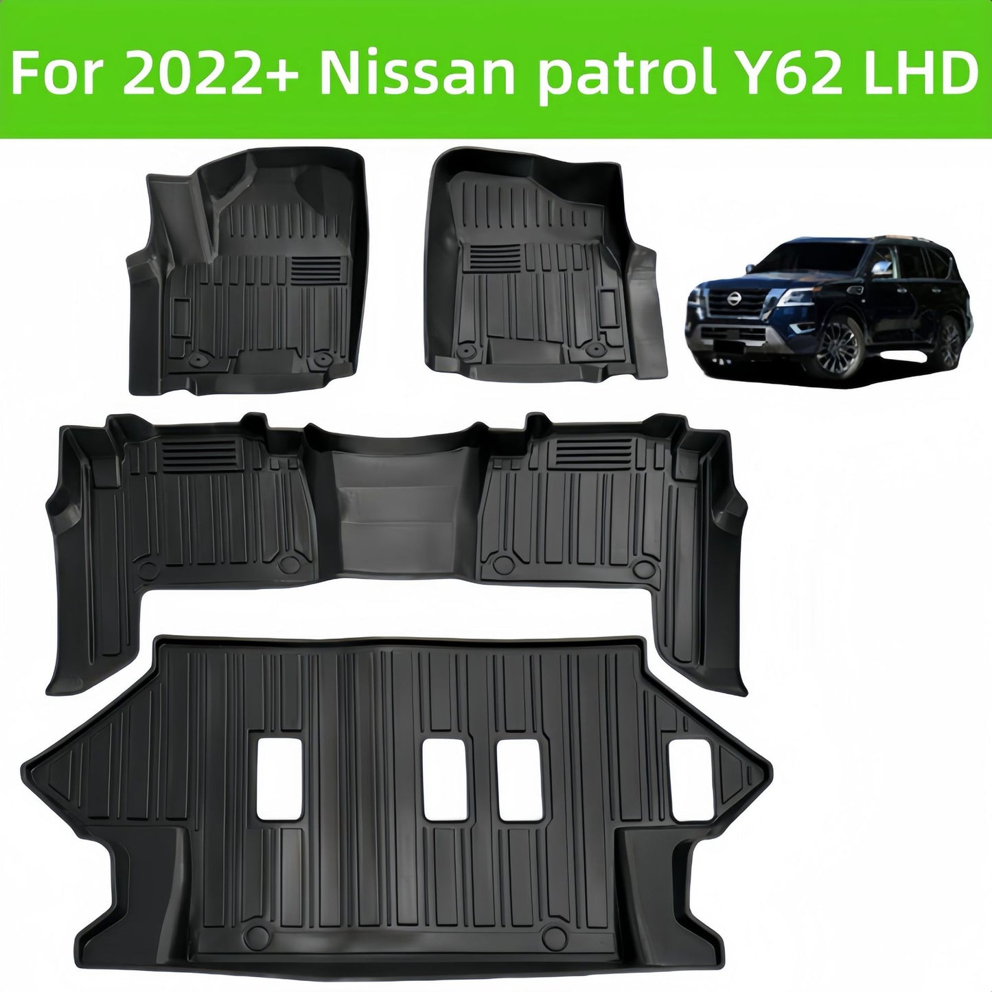 For 2022 Nissan Patrol Y62 LHD 3D Carpet TPE Car Floor Mat