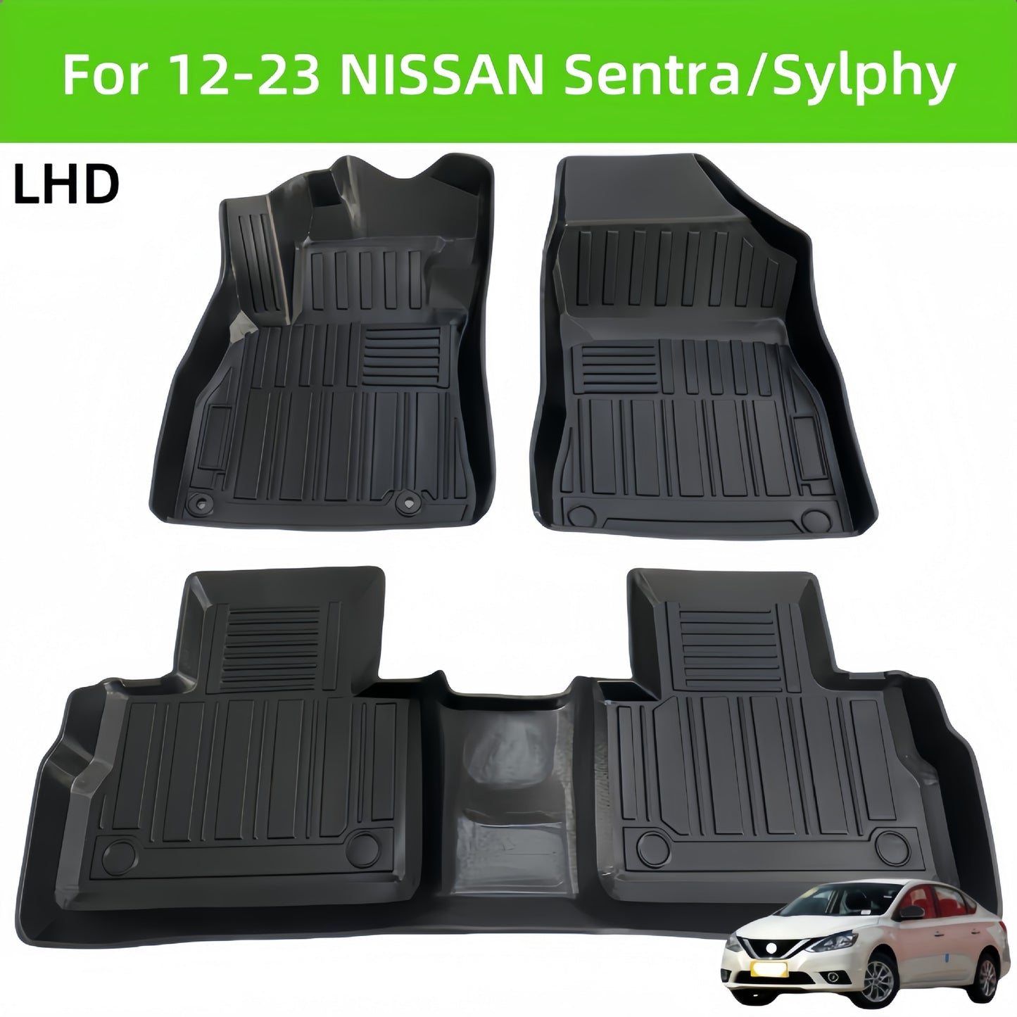 For 2012-2023 Nissan Sentra/Sylphy TPE Car Floor Mat/Trunk Mat