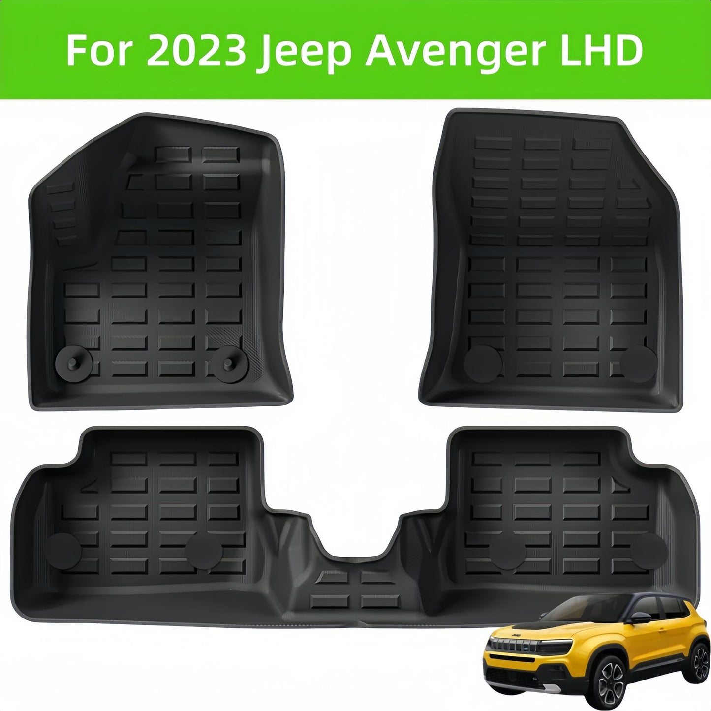 For 2023 Jeep Avenger 3D Carpet TPE Car Floor Mat/Rear Trunk Mat