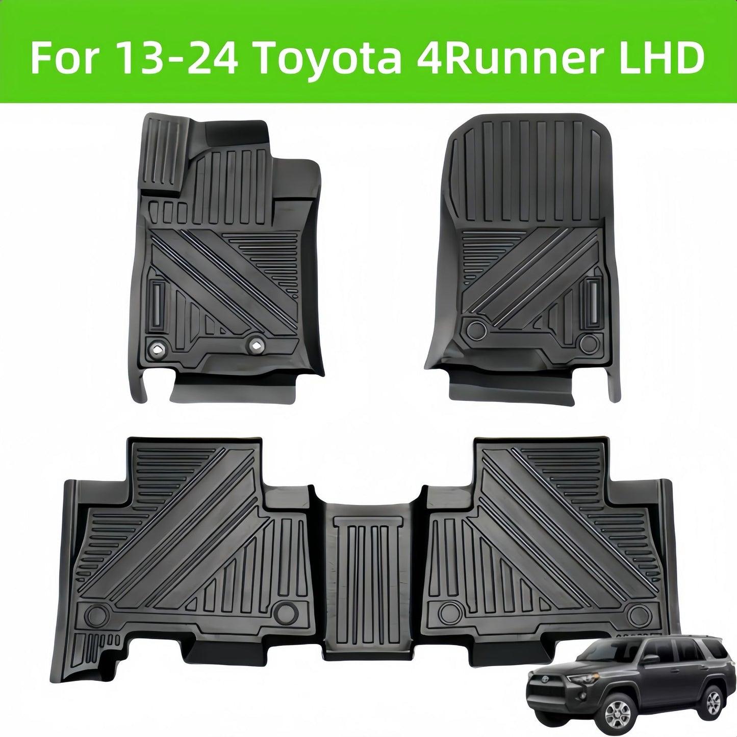 For 2013-2024 Toyota 4Runner LHD Carpet TPE Car Floor Mat/Rear Trunk Mat Custom Fit for Floor Mats