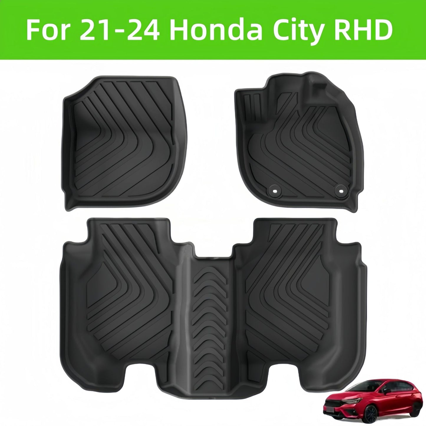 For 2021- 2024 Honda City RHD 3D TPE car floor mats Waterproof Carpet