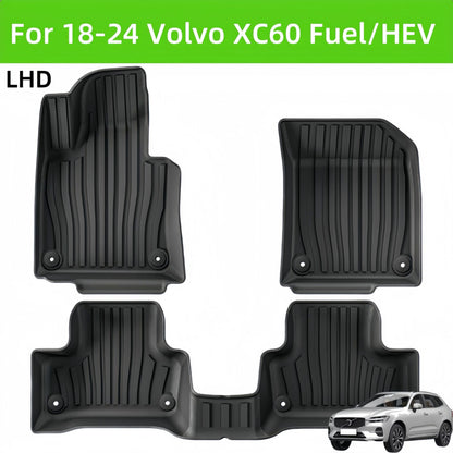 For 2018- 2024 Volvo XC60 Fuel/HEV TPE Car Floor Mat/Rear Trunk Mat
