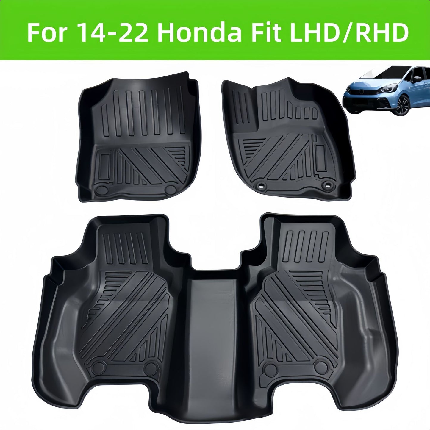 For 2014-2022 Hondia Fit Waterproof Carpet TPE Car Floor Mat