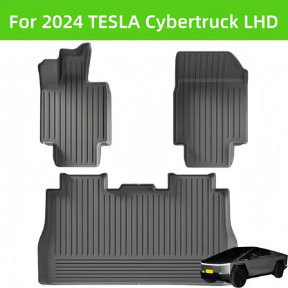 For 2024 Tesla Cybertruck 3D TPE Car Floor Mat/Rear Trunk Mat