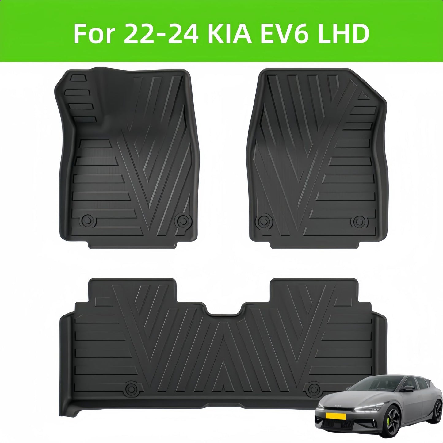 For 2022- 2024 KIA EV6 3D Carpet TPE Car Floor Mat/Rear Trunk Mat