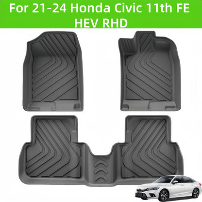 For 2021-2024 Honda Civic 11th FE HEV RHD Durable TPE Car Floor Mat
