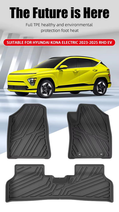 For 2023- 2025 Hyundai Kona Electric EV RHD TPE Car Floor Mat/RearTrunk Mat