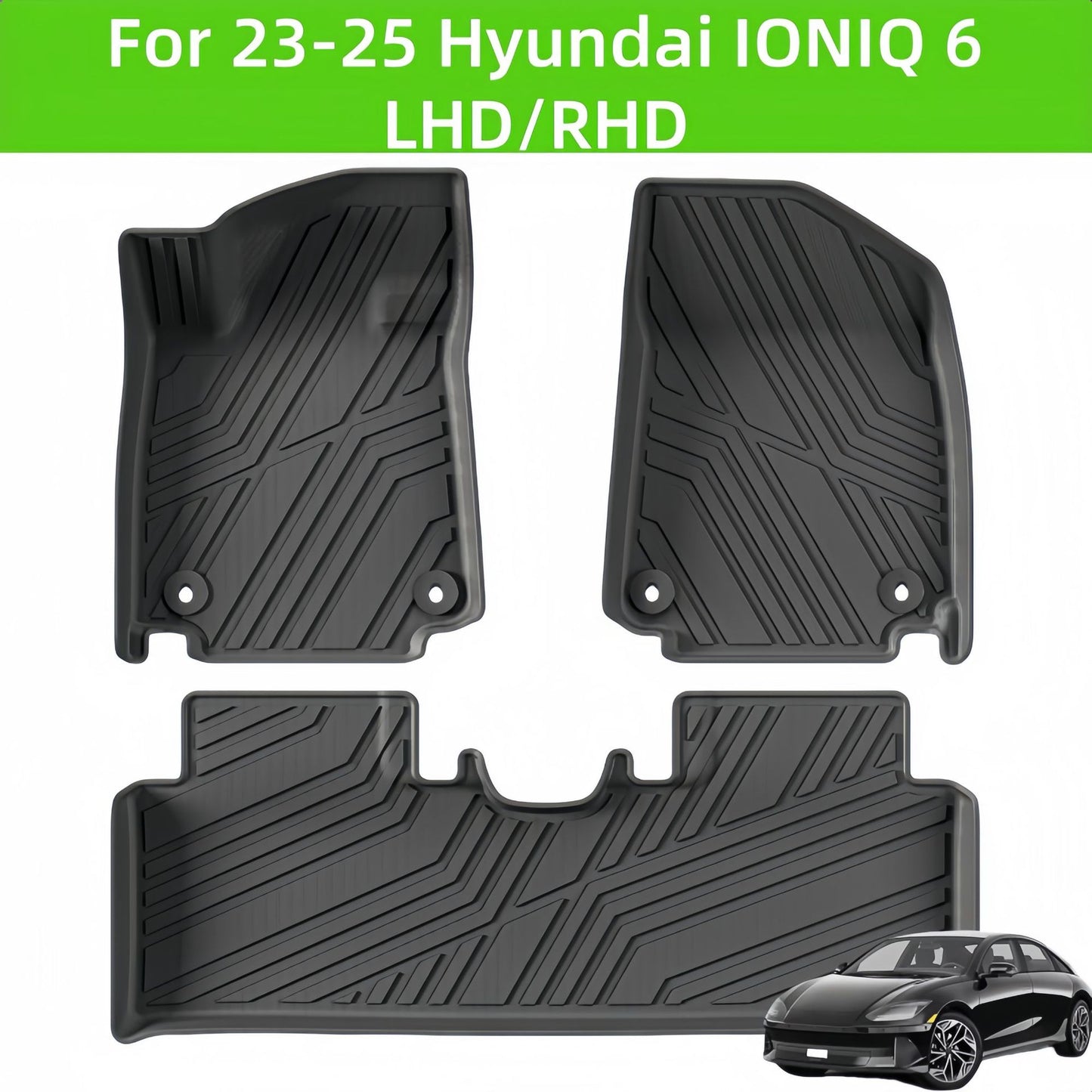 For 2023- 2025 Hyundai IONIQ 6 3D Carpet TPE Car Floor Mat/Rear Trunk Mat