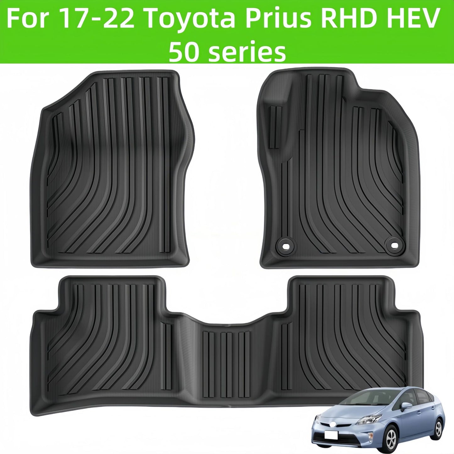 For 2017- 2022 Toyota Prius 50 RHD HEV TPE Car Floor Mat/Rear Trunk Mat