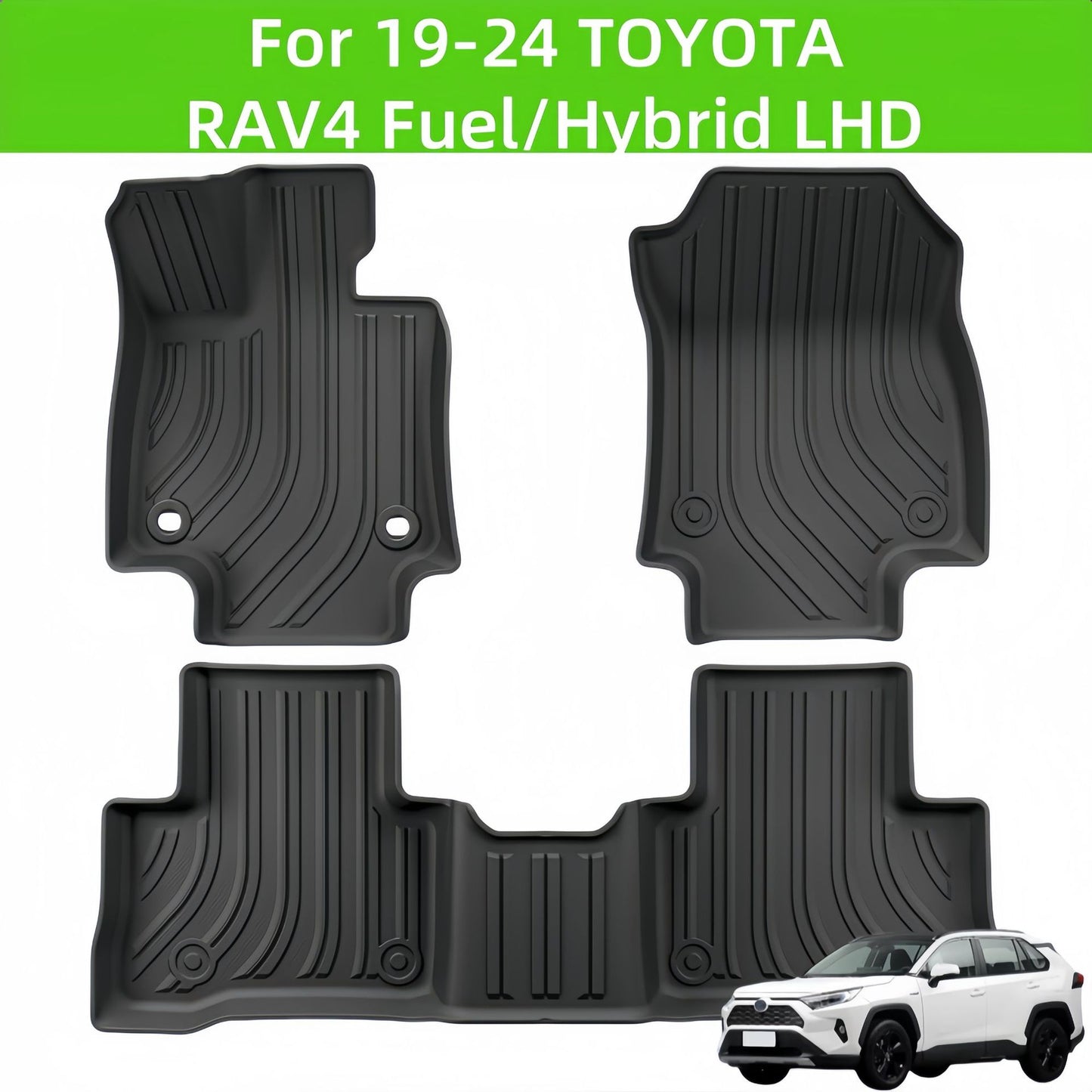 For 2019-2024 Toyota RAV4 FUEL/Hybrid LHD TPE Car Floor Mat/Trunk Mat