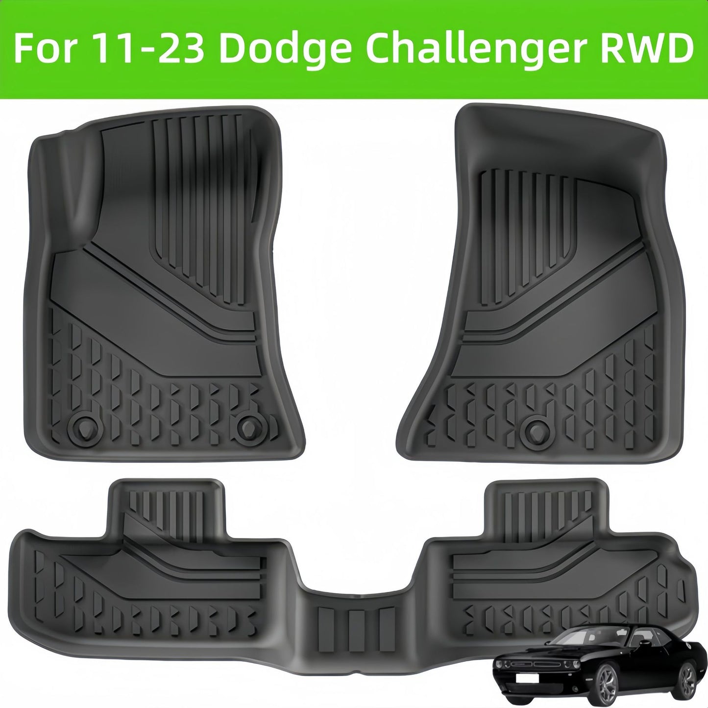 Dodge Challenger RWD 2011-2023 TPE Car Floor Mat/Rear Trunk Mat