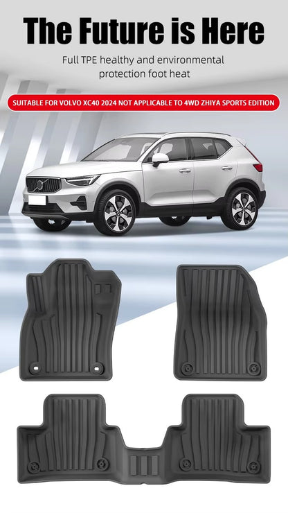 For 2024 Volvo XC40 3DCarpet TPE Car Floor Mat/Rear Trunk Mat