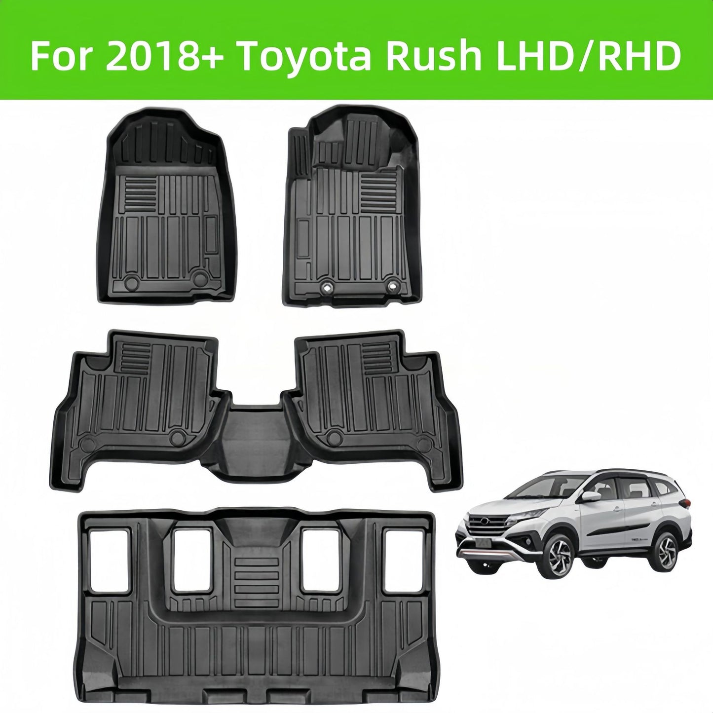 For 2018 Toyota RUSH LHD/RHD Waterproof Carpet TPE Car Floor Mat