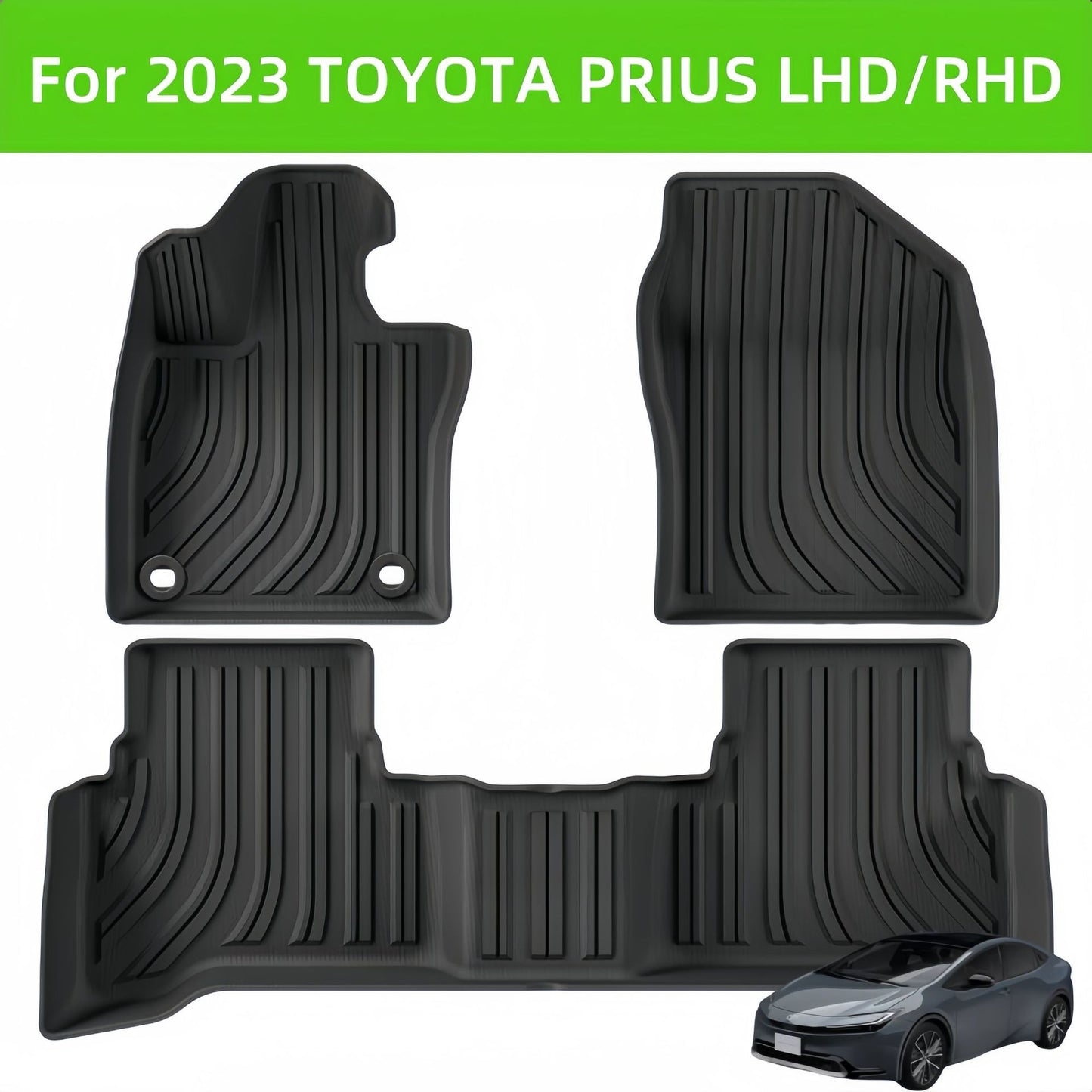 For 2023 Toyota PRIUS LHD RHD 3D TPE Car Floor Mat/Rear Trunk Mat