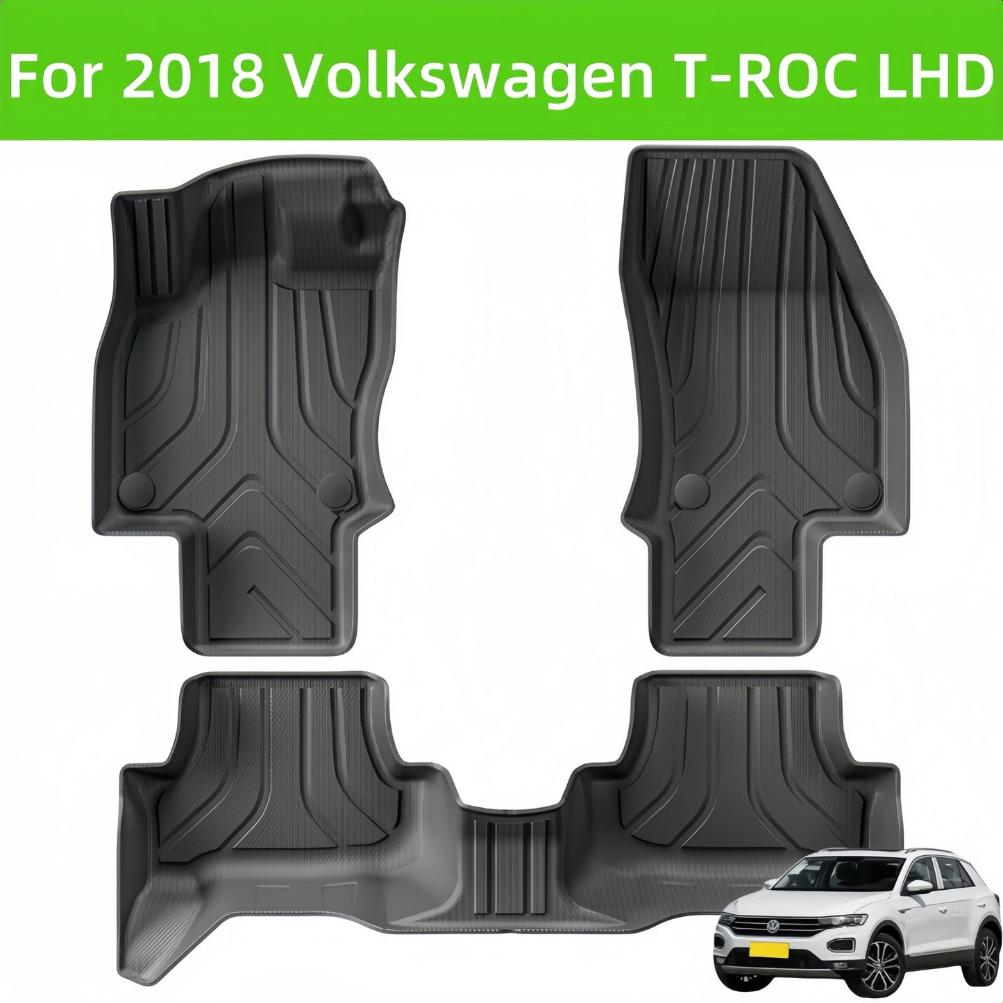 For 2018 Volkswage T-ROC TPE 3D Car Floor Mat/Rear Trunk Mat