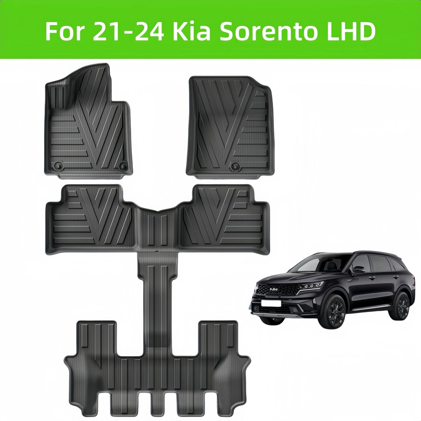 For 2021-2024 KIA Sorento 3D Carpet TPE Car Floor Mat/Rear Trunk Mat