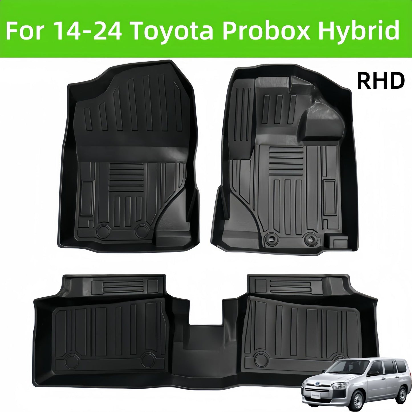 For 2014-2024 Toyota Probox Hybrid RHD Waterproof TPE 3D Car Floor Mat