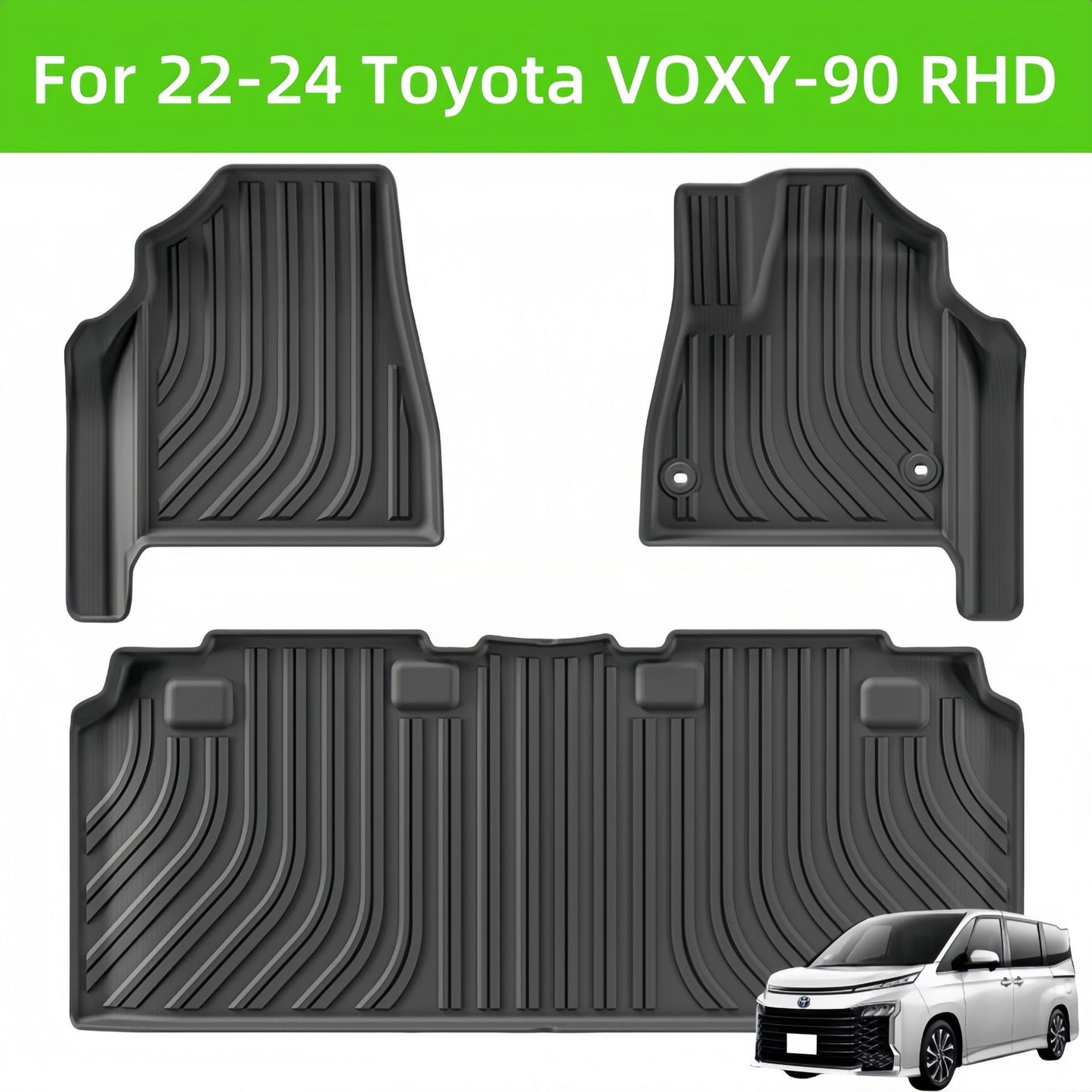 For 2022-2024 Toyota VOXY-90 RHD TPE Car Floor Mat/Rear Trunk Mat