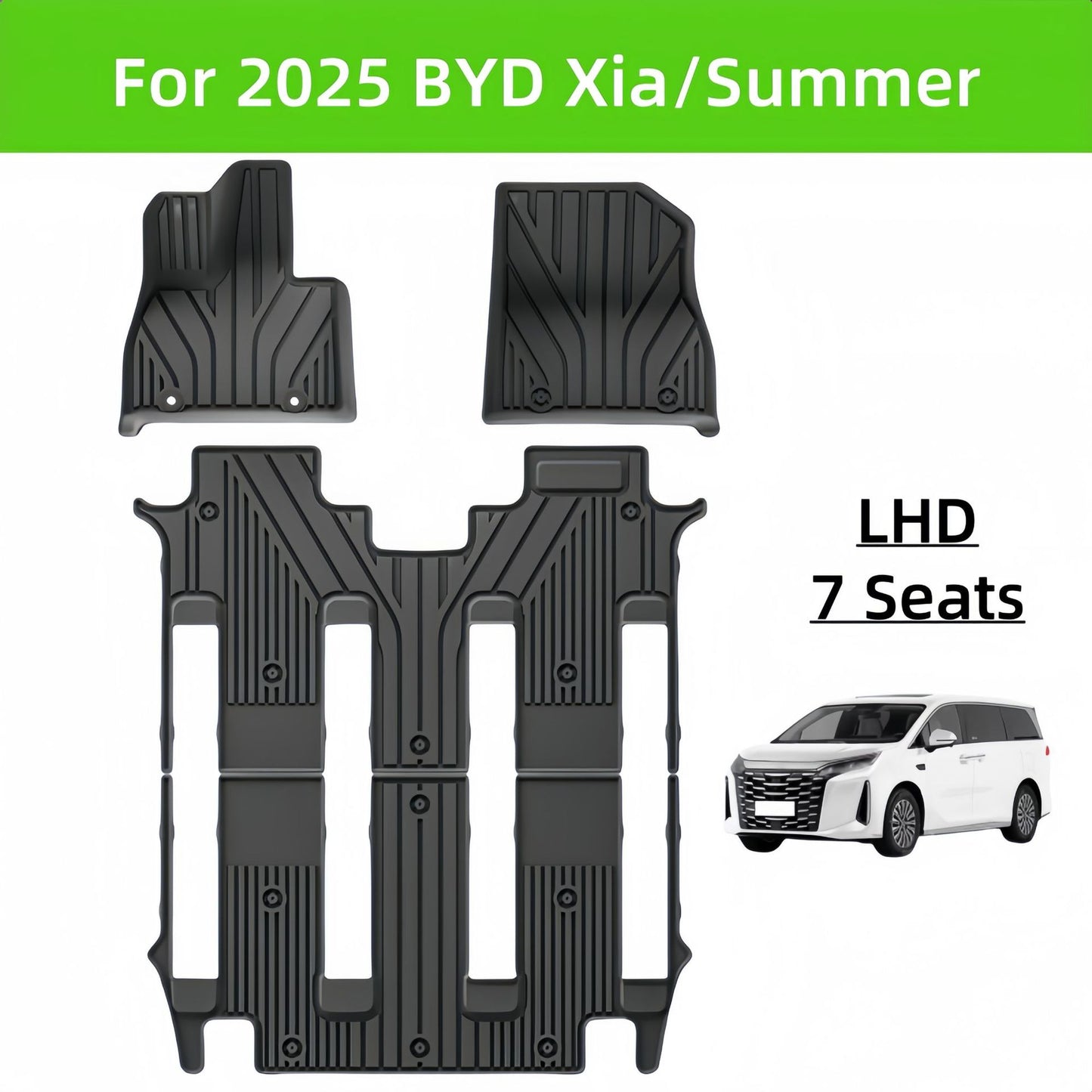 For 2025 BYD Xia/Summer LHD TPE Car Floor Mat/Rear Trunk Mat