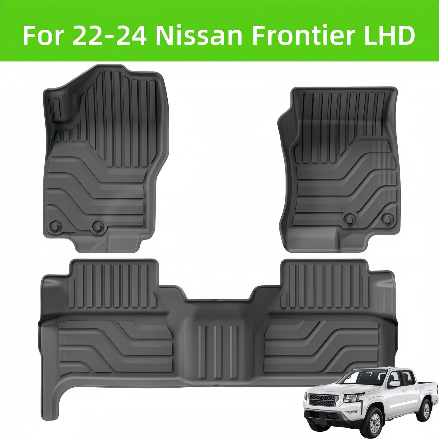 For 2022-2024 Nissan Frontier TPE Car Floor Mat/Rear Bucket Mat