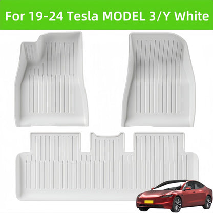For 2019-2024 Tesla MODEL 3/MODEL Y White 3D Carpet TPE Car Floor Mat