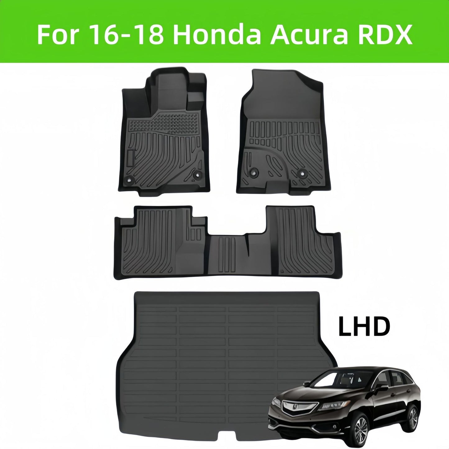 For 2016-2018 Honda Acura RDX 3DCarpet TPE Car Floor Mat/Rear Trunk Mat