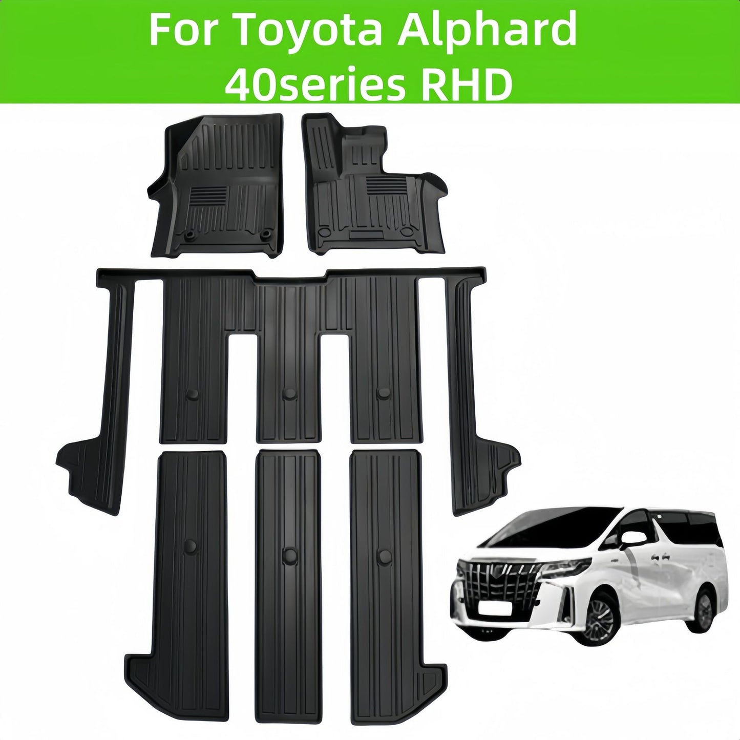 For Toyota  Alphard 40series RHD 3D TPE Car Floor Mat/Rear Trunk Mat