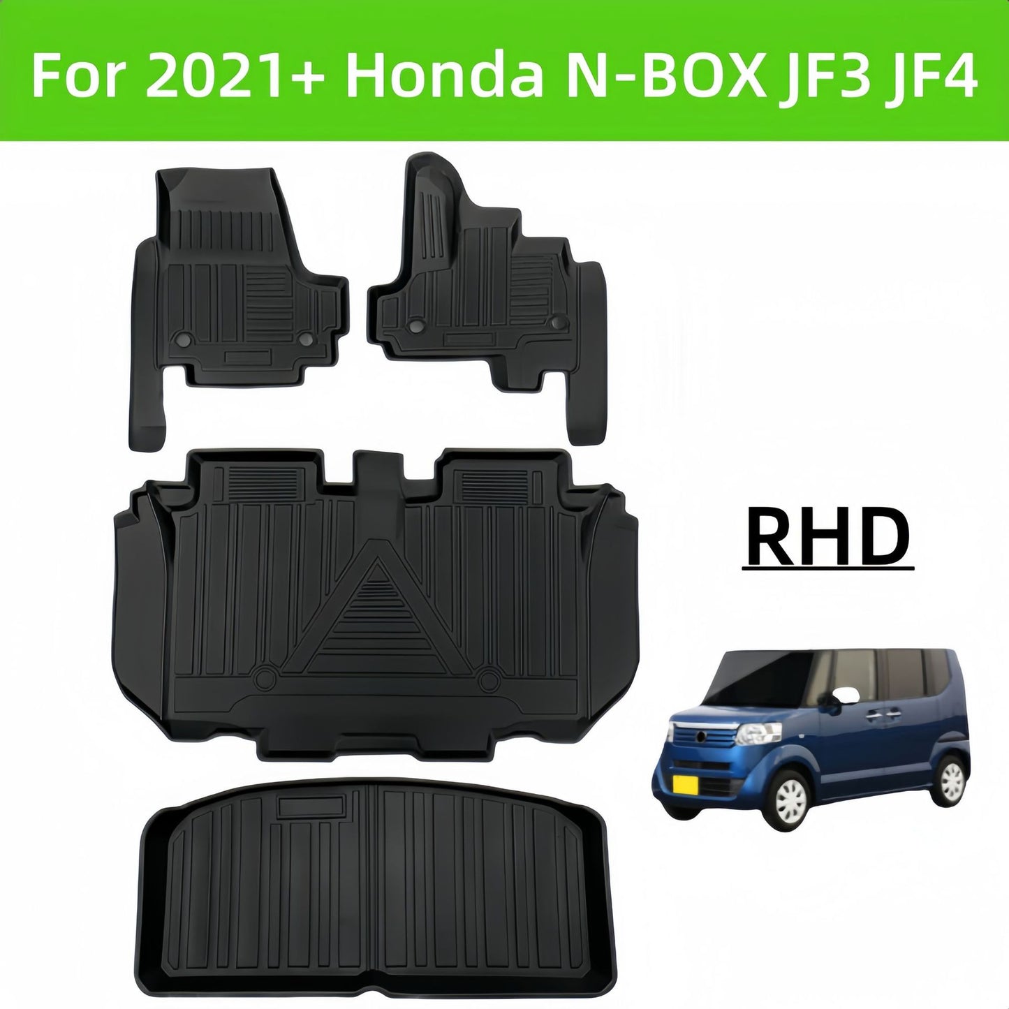 For 2021 Honda N-BOX JF3/JF4 RHD TPE Car Floor Mat/Rear Trunk Mat