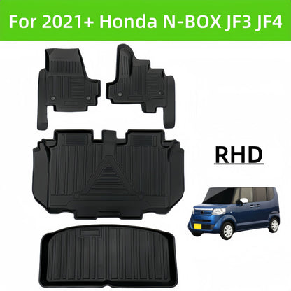 For 2021 Honda N-BOX JF3/JF4 RHD TPE Car Floor Mat/Rear Trunk Mat