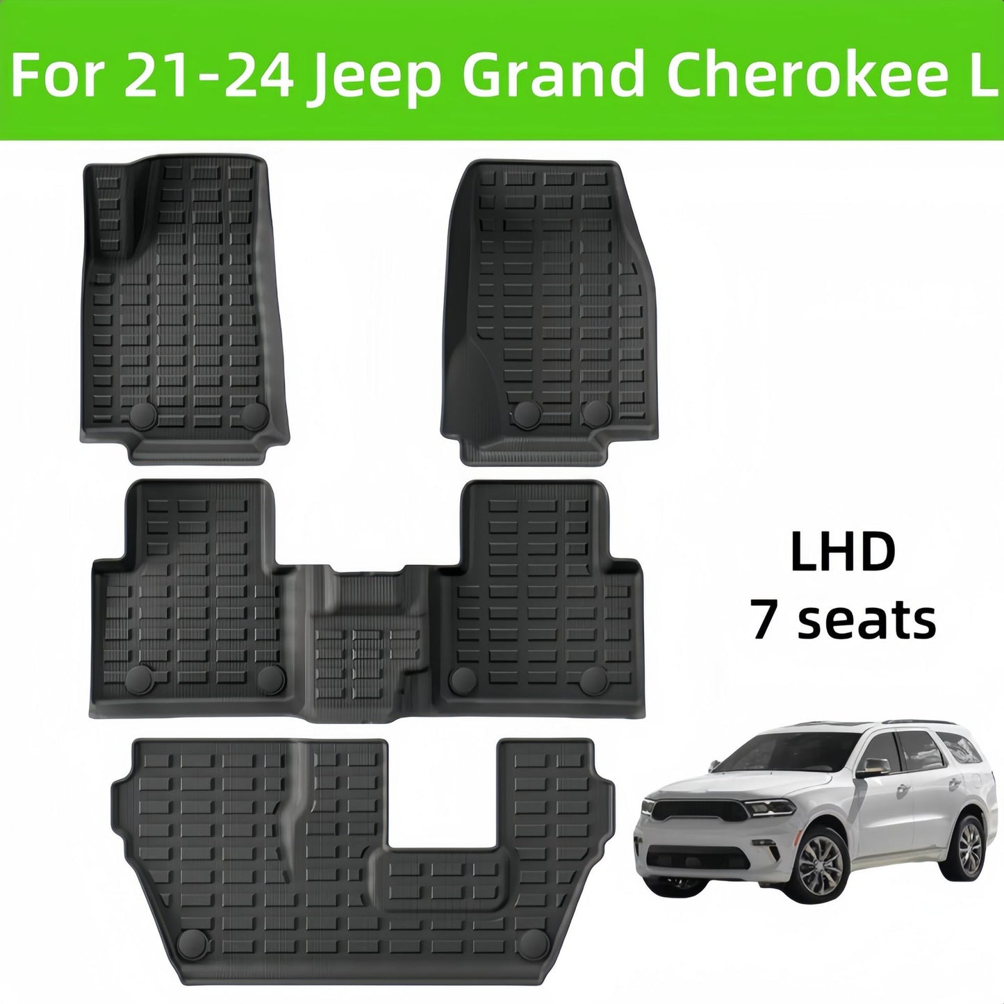For 2021-2024 Jeep Grand Cherokee L TPE Car Floor Mat/Rear Trunk Mat