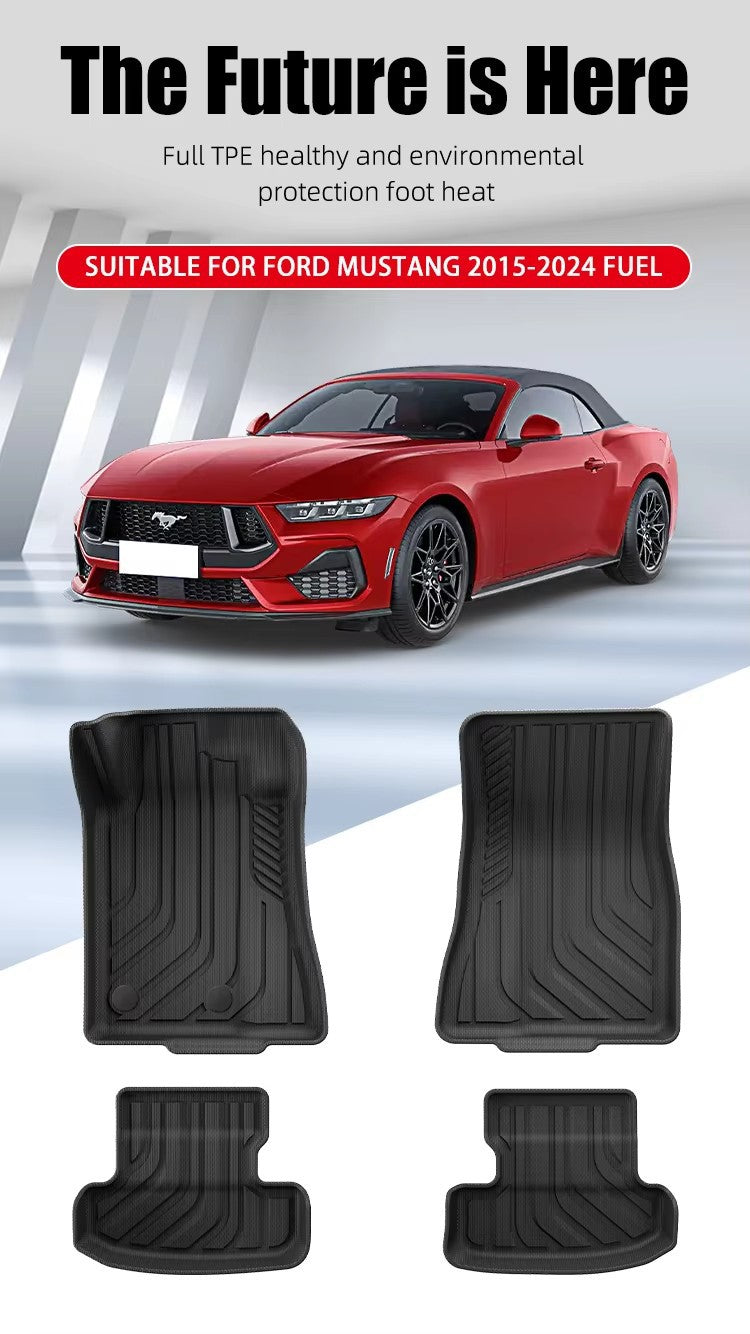 For 15-24 Ford Mustang Fuel TPE Car Floor Mat/Rear Trunk Mat