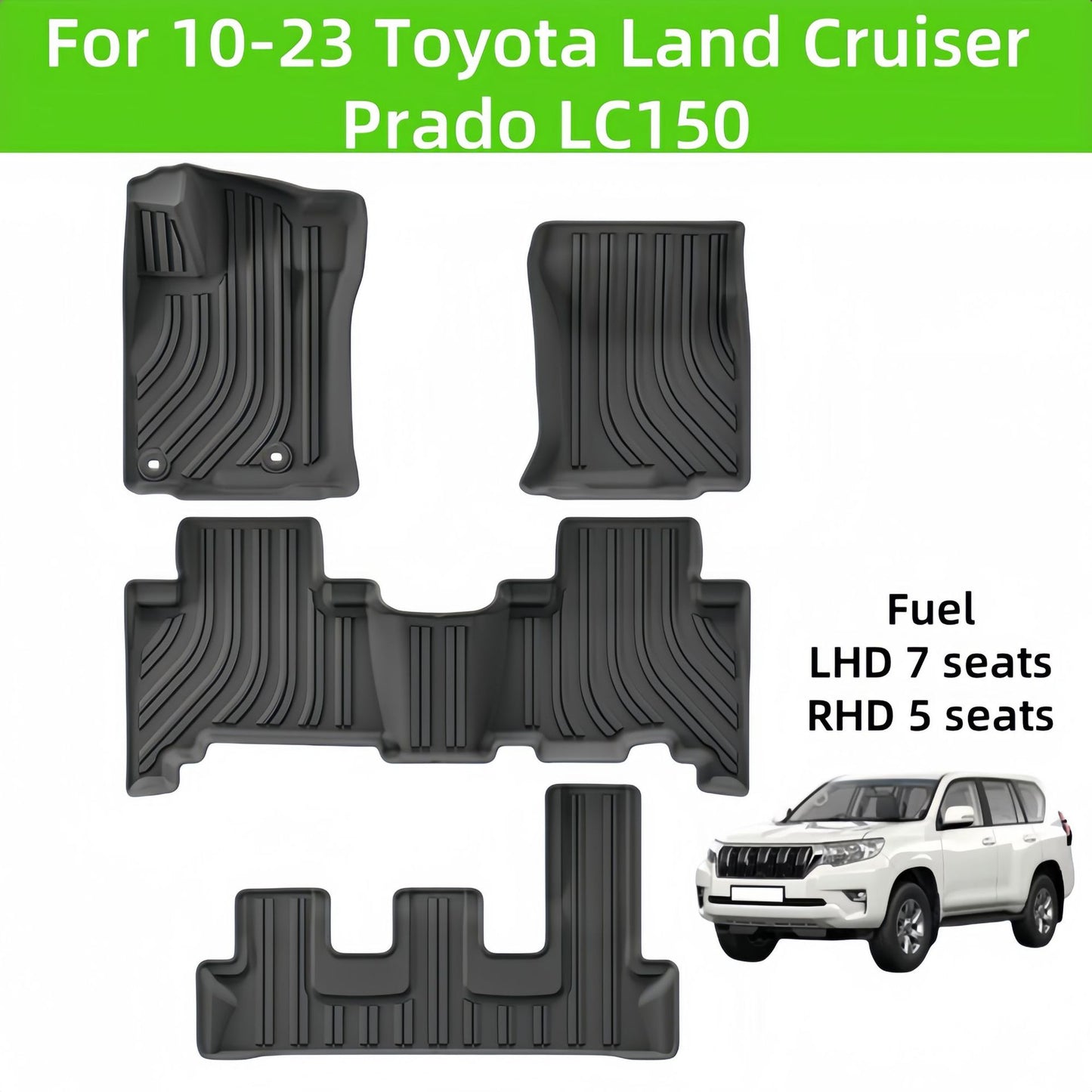 For 2010- 2023 Toyota Land Cruiser Prado LC150 TPE Car Floor Mat/Trunk Mat